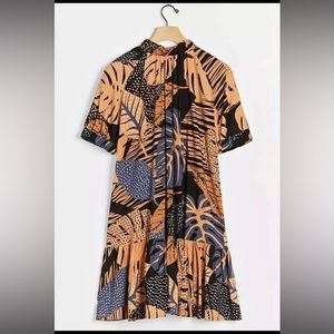 Anthropologie Corey Lynn Calter Sonia Tunic Dress - Tropical Palm Print Size S